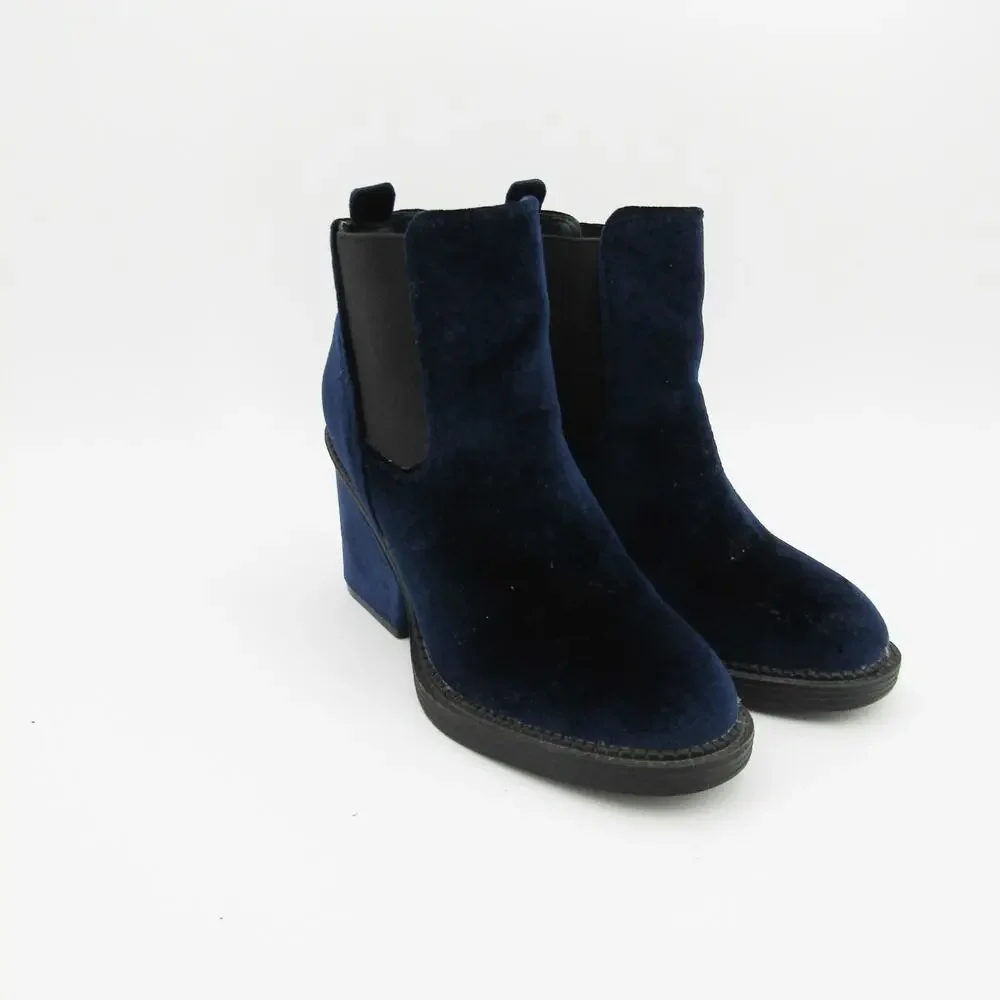 Indigo Rd Women Chelsea Boots US 7 Chunky Platform Velvet Bootie Blue